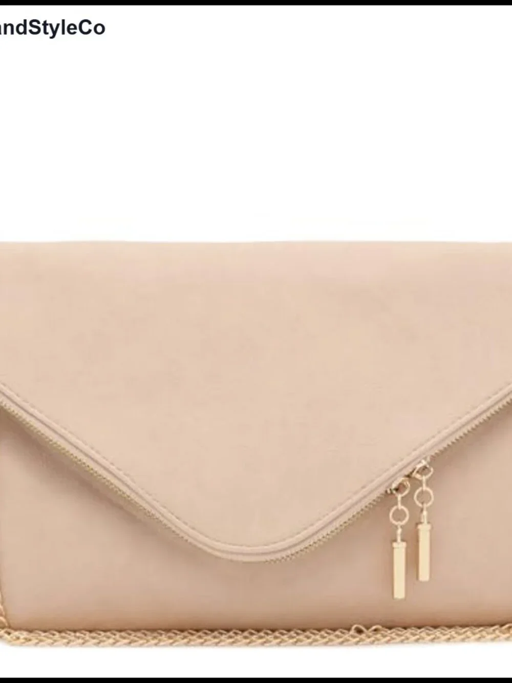 Oversized Envelope Clutch with Chain Strap Faux Leather